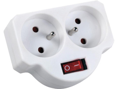 Zásuvka Strend Pro, rozbočovacia, biela, 2× 2P + PE, rozdvojka s vypínačom Zásuvka Strend Pro, rozbočovacia, biela, 2× 2P + PE, rozdvojka s vypínačom