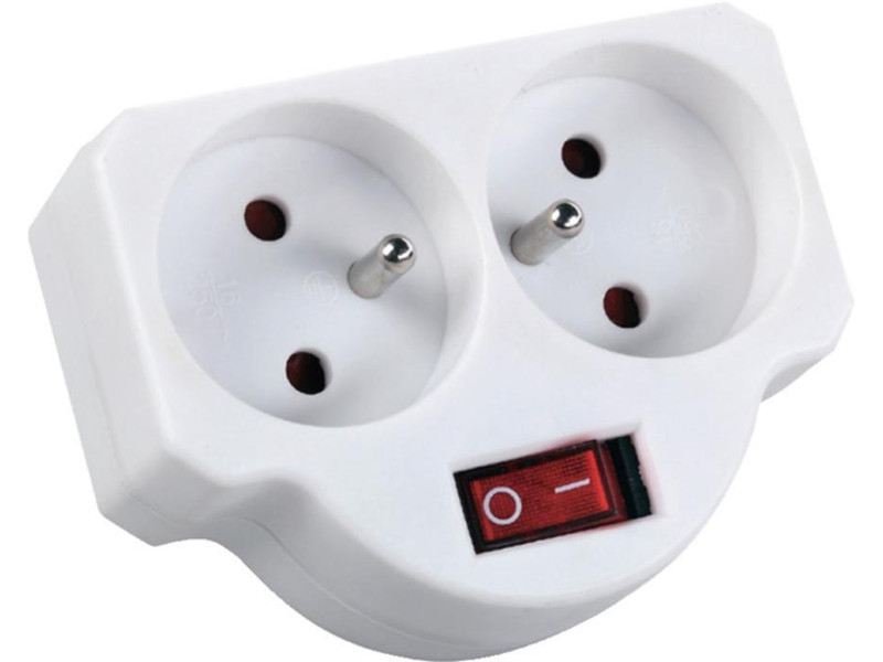 Zásuvka Strend Pro, rozbočovacia, biela, 2× 2P + PE, rozdvojka s vypínačom Zásuvka Strend Pro, rozbočovacia, biela, 2× 2P + PE, rozdvojka s vypínačom