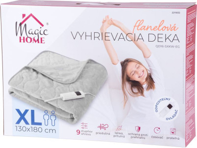 Deka MagicHome, výhrevná, flanel, sivá, 180x130 cm