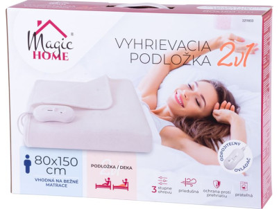 Podložka MagicHome, 2v1, deka, výhrevná, do postele, biela, 80x150 cm Podložka MagicHome, 2v1, deka, výhrevná, do postele, biela, 80x150 cm