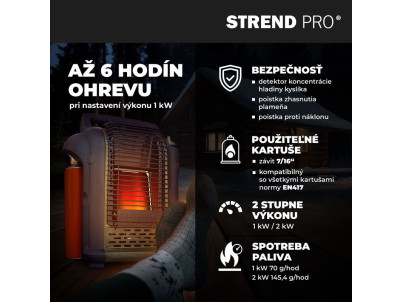 Ohrievač Strend Pro AD037, na kartuš so závitom, kempingový, prenosný, piezo Ohrievač Strend Pro AD037, na kartuš so závitom, kempingový, prenosný, piezo