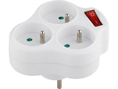 Zásuvka Strend Pro, rozbočovacia, biela, 3x 16 A, vypínač Zásuvka Strend Pro, rozbočovacia, biela, 3x 16 A, vypínač