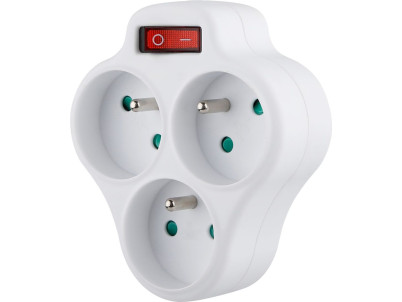 Zásuvka Strend Pro, rozbočovacia, biela, 3x 16 A, vypínač Zásuvka Strend Pro, rozbočovacia, biela, 3x 16 A, vypínač