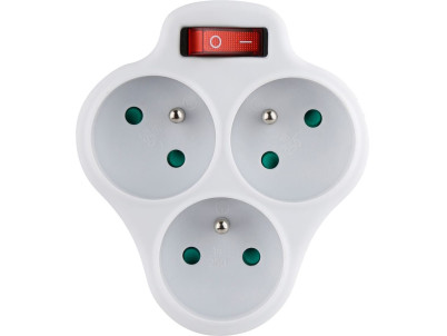 Zásuvka Strend Pro, rozbočovacia, biela, 3x 16 A, vypínač Zásuvka Strend Pro, rozbočovacia, biela, 3x 16 A, vypínač