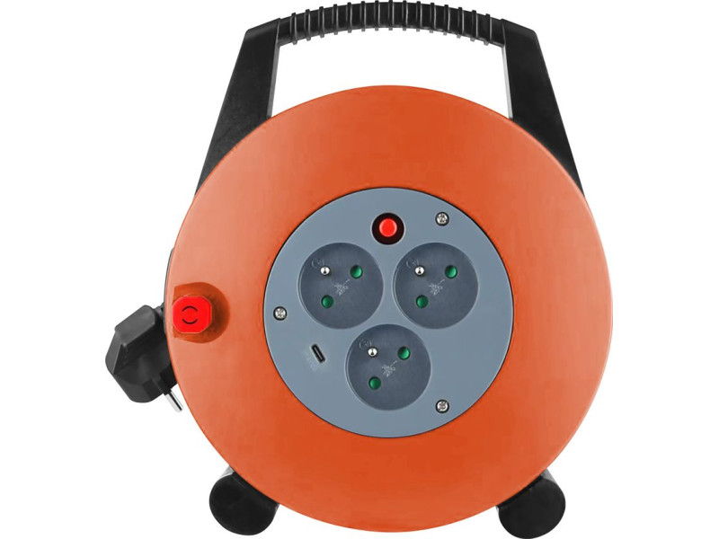 Kábel Strend Pro, predlžovací, L-10 m, 3x 16 A, na bubne, USB C Kábel Strend Pro, predlžovací, L-10 m, 3x 16 A, na bubne, USB C