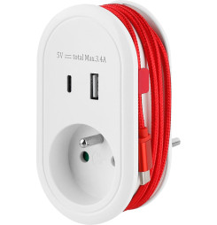 Zásuvka Strend Pro, USB A+C, s USB káblom C