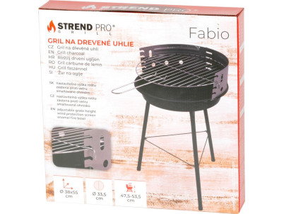 Gril Strend Pro Fabio, BBQ, na drevené uhlie, 38x38x55 cm