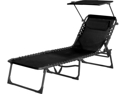 Lehátko so strieškou CONOPEUM, čierne, polohovateľné, 188x56x28 cm Lehátko so strieškou CONOPEUM, čierne, polohovateľné, 188x56x28 cm