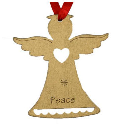 Ozdoba MagicHome Vianoce, Anjel PEACE, závesná, zlatá, bal. 5 ks