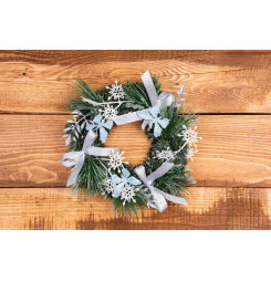 Veniec MagicHome Vianoce, prírodný, s mašľami a motýlmi, 35 cm