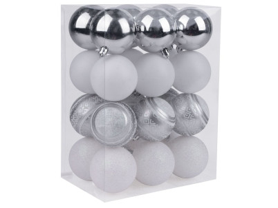 Gule MagicHome Vianoce, 24 ks, bielo - strieborné, mix, na vianočný stromček, 6 cm Gule MagicHome Vianoce, 24 ks, bielo - strieborné, mix, na vianočný stromček, 6 cm