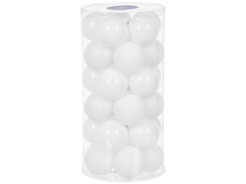 Gule MagicHome Vianoce, 30 ks, biele, lesklé, mix, na vianočný stromček, 6 cm