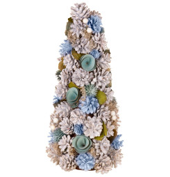 Stromček MagicHome Vianoce, ozdobený, prírodný, modrý, 40 cm