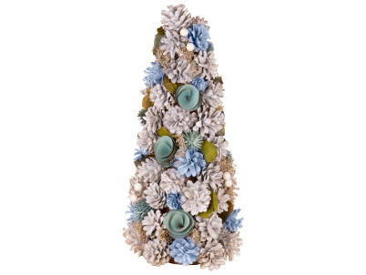 Stromček MagicHome Vianoce, ozdobený, prírodný, modrý, 40 cm