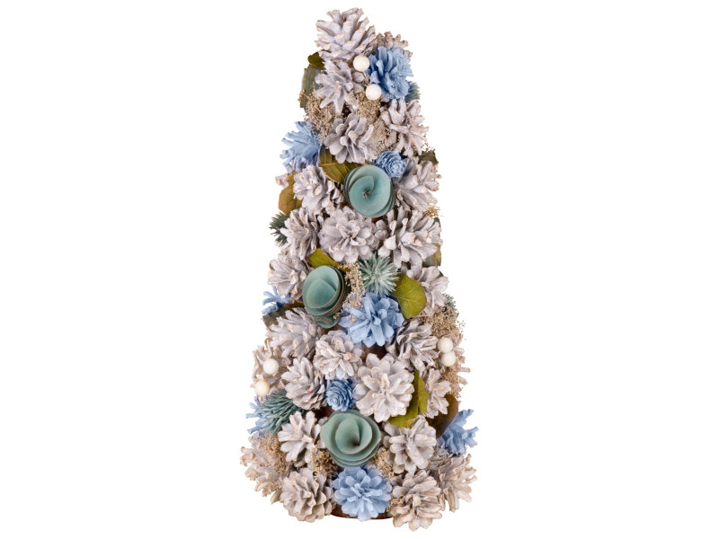 Stromček MagicHome Vianoce, ozdobený, prírodný, modrý, 40 cm