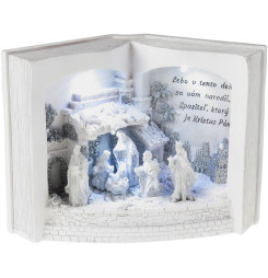 Dekorácia MagicHome Vianoce, Betlehem v knihe, 3 LED, 3xAA, interiér, 27,50x12x19 cm