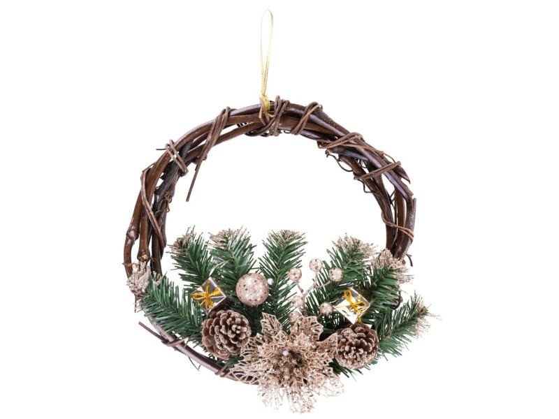 Veniec MagicHome Vianoce, prírodný, závesný, 30 cm