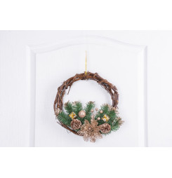 Veniec MagicHome Vianoce, prírodný, závesný, 30 cm
