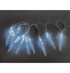 Reťaz MagicHome Vianoce Icicle, 12x LED studená biela, 12 cencúľov, 3xAA, IP44, exteriér, osvetlenie, L-2,20 m