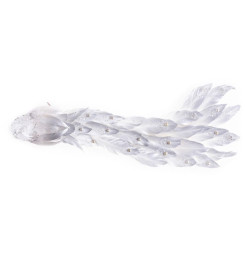 Dekorácia MagicHome Vianoce, Páv, strieborný, páperový, 50x20x23 cm