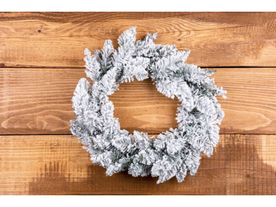 Veniec MagicHome Vianoce, prírodný, zasnežený, 45 cm