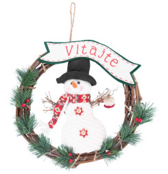 Dekorácia MagicHome Vianoce, Veniec Snehuliak, 37 cm