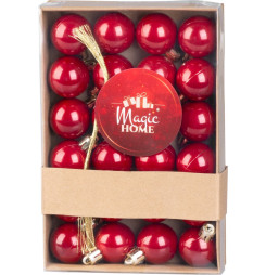 Gule MagicHome Vianoce, 24 ks, sada, červené, na vianočný stromček, 3 cm