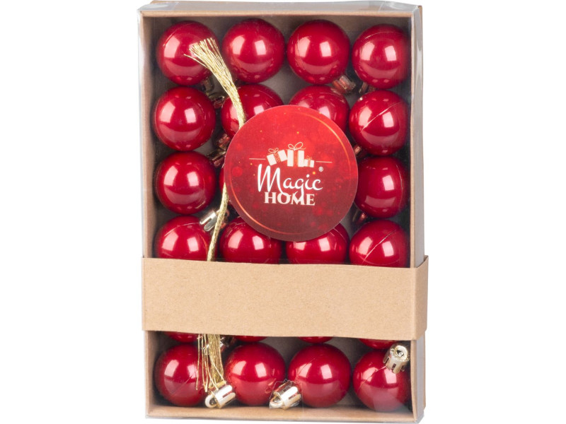 Gule MagicHome Vianoce, 24 ks, sada, červené, na vianočný stromček, 3 cm