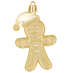 Ozdoba MagicHome Vianoce, sada, 12 ks, 8 cm, perníkový panáčik, zlatý, na vianočný stromček