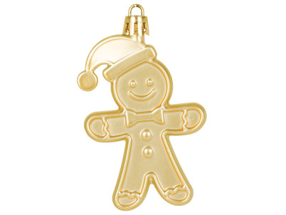 Ozdoba MagicHome Vianoce, sada, 12 ks, 8 cm, perníkový panáčik, zlatý, na vianočný stromček