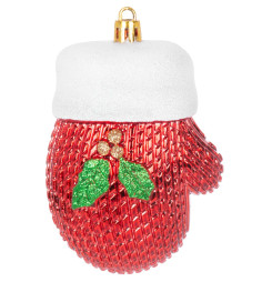 Ozdoba MagicHome Vianoce, sada, 2 ks, 10 cm, rukavice, červené, na vianočný stromček