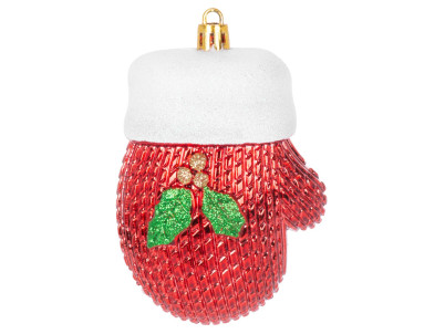 Ozdoba MagicHome Vianoce, sada, 2 ks, 10 cm, rukavice, červené, na vianočný stromček