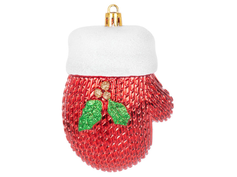 Ozdoba MagicHome Vianoce, sada, 2 ks, 10 cm, rukavice, červené, na vianočný stromček