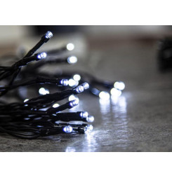 Reťaz MagicHome Vianoce CEIBO, 96 LED studená biela, 8 funkcií, časovač, 3xAA, exteriér, osvetlenie, L-7 m