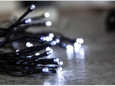 Reťaz MagicHome Vianoce CEIBO, 96 LED studená biela, 8 funkcií, časovač, 3xAA, exteriér, osvetlenie, L-7 m