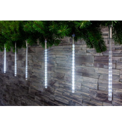 Reťaz MagicHome Vianoce Icicle, 240 LED studená biela, 8 cencúľov, vodopádový efekt, 230 V, 50 Hz, IP44, exteriér, osvetlenie,  