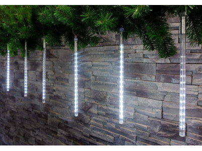 Reťaz MagicHome Vianoce Icicle, 720 LED studená biela, 24 cencúľov, vodopádový efekt, 230 V, 50 Hz, IP44, exteriér, osvetlenie, 