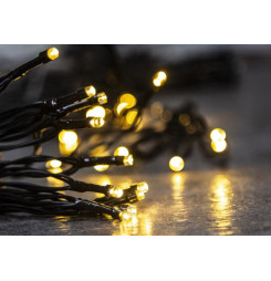 Reťaz MagicHome Vianoce CEIBO, 96 LED teplá biela, 8 funkcií, časovač, 3xAA, exteriér, osvetlenie, L-7 m