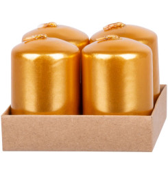 Sviečka MagicHome Vianoce, 4x6 cm, valcová, bal. 4 ks, zlatá, adventná