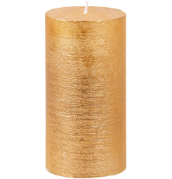 Sviečka MagicHome Vianoce, 6,9x13 cm, valcová, zlatá, metalický efekt
