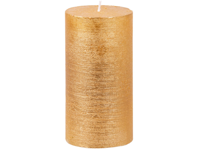 Sviečka MagicHome Vianoce, 6,9x13 cm, valcová, zlatá, metalický efekt