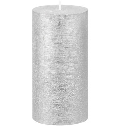 Sviečka MagicHome Vianoce, 6,9x13 cm, valcová, strieborná, metalický efekt