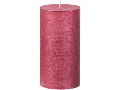Sviečka MagicHome Vianoce, 6,9x13 cm, valcová, červená, metalický efekt