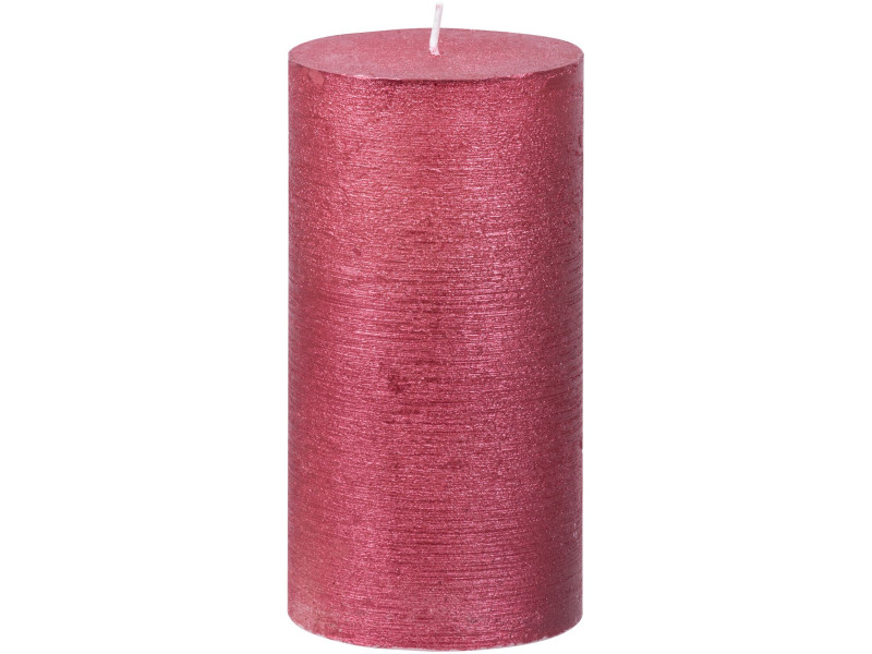 Sviečka MagicHome Vianoce, 6,9x13 cm, valcová, červená, metalický efekt