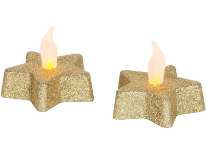 Sviečka MagicHome Vianoce, LED Hviezda, zlatá, teplá biela, 5,8x4,8 cm