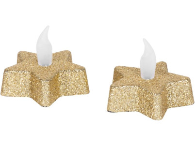 Sviečka MagicHome Vianoce, LED Hviezda, zlatá, teplá biela, 5,8x4,8 cm