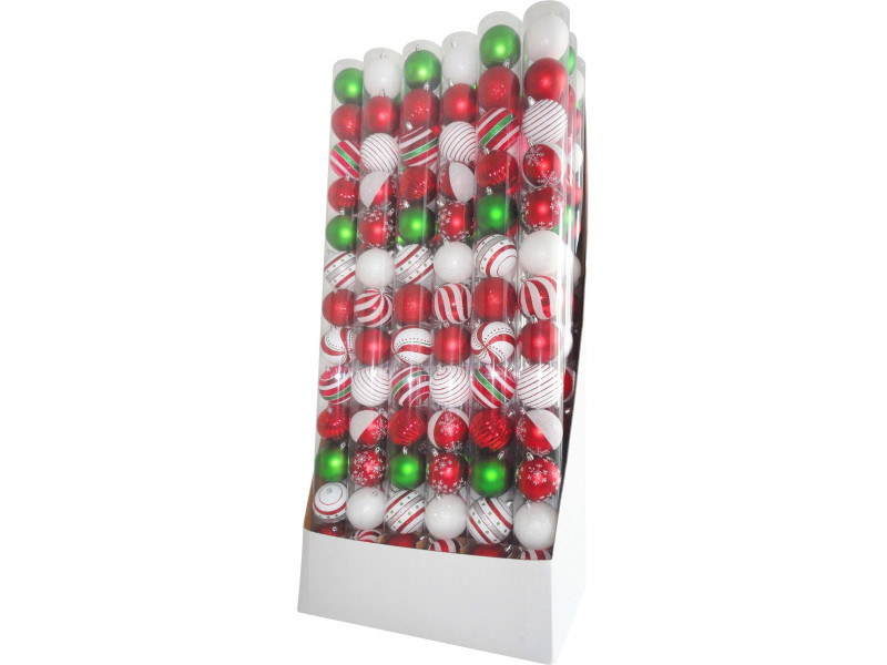 Gule MagicHome Vianoce, 14 ks, červeno-biele, s dekoráciou, na vianočný stromček, 8 cm, Sellbox 24 túb Gule MagicHome Vianoce, 14 ks, červeno-biele, s dekoráciou, na vianočný stromček, 8 cm, Sellbox 24 túb