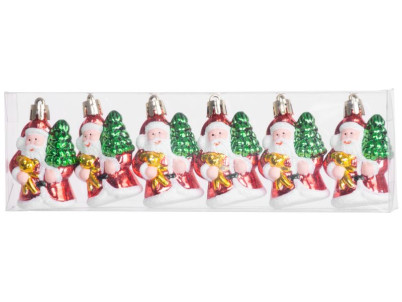 Ozdoba MagicHome Vianoce, bal. 6 ks, santa, na vianočný stromček, 6 cm