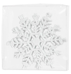 Ozdoba MagicHome Vianoce, 6 ks, snehová vločka, biela, na vianočný stromček, 12 cm