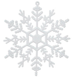 Ozdoba MagicHome Vianoce, 6 ks, snehová vločka, biela, na vianočný stromček, 12 cm